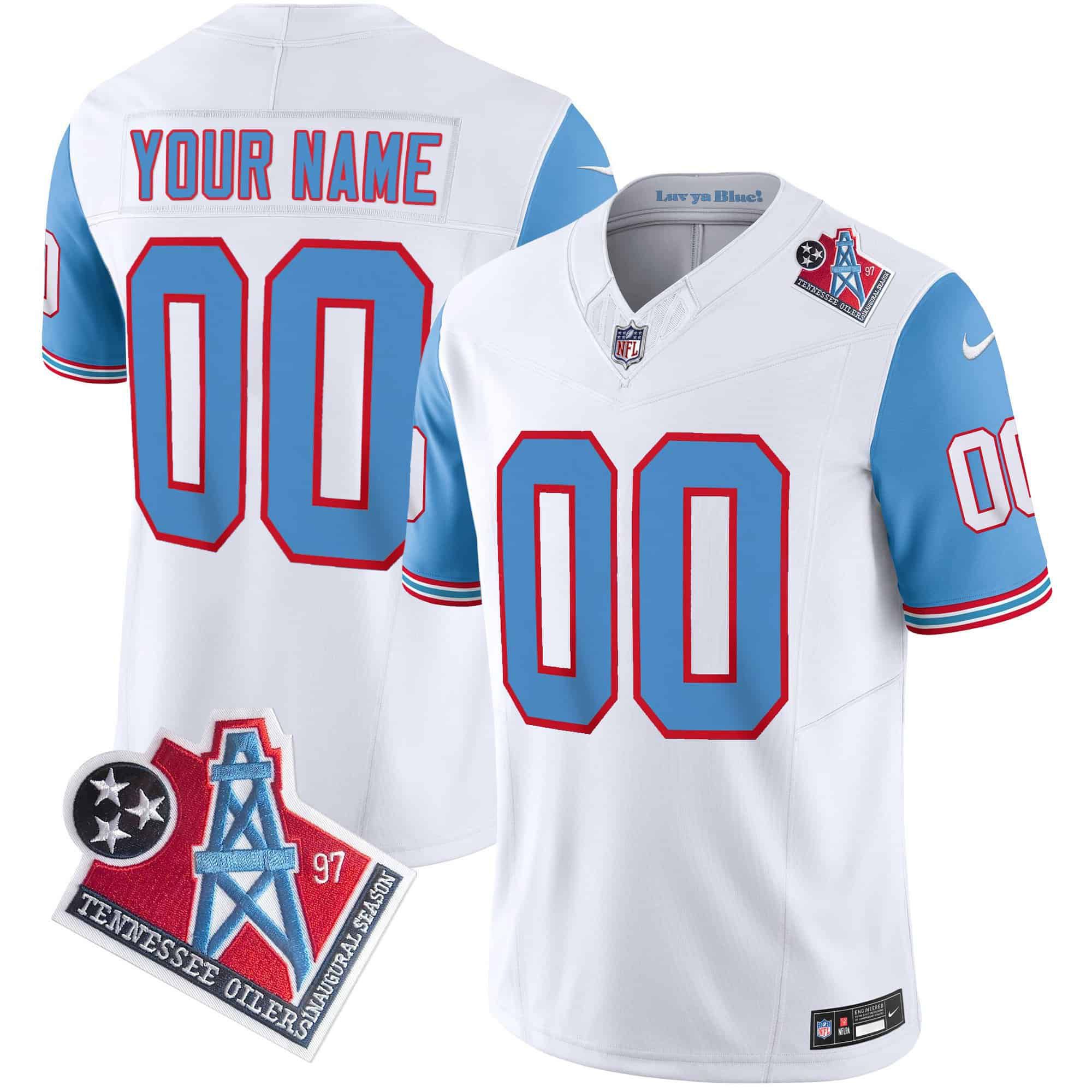 Men Tennessee Titans White 1997 Throwback 2024 Nike Limited Vapor Custom NFL Jersey